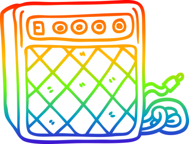 gökkuşağı gradyan çizgi çizimi bir insan tarafından çizilmiş retro hoparlör sistemi