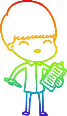 gökkuşağı gradyan çizgi çizimi bir insan tarafından çizilmiş notlar alan bir çizgi çocuk