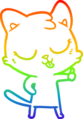 gökkuşağı gradyan çizimi mutlu çizgi film kedisi bir insan tarafından çizildi