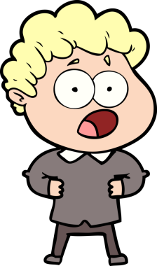 Bir insan tarafından çizilmiş bir karikatür adamı şaşkınlıkla nefes nefese kaldı.