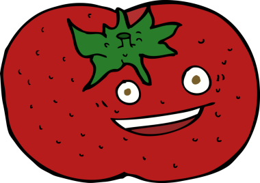 Bir insan tarafından çizilmiş domates çizgi filmi.