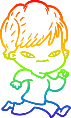 gökkuşağı gradyan çizimi bir insan tarafından çizilmiş mutlu bir kadın çizgi