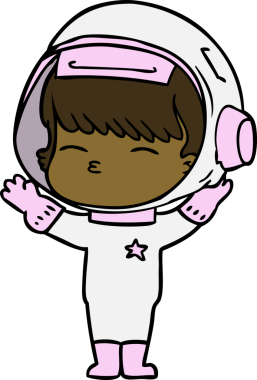 Bir insan tarafından çizilmiş meraklı astronot çizgi filmi.