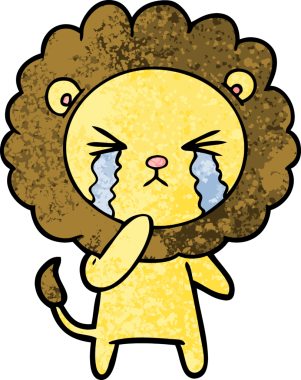 Bir insan tarafından çizilmiş ağlayan bir aslan.