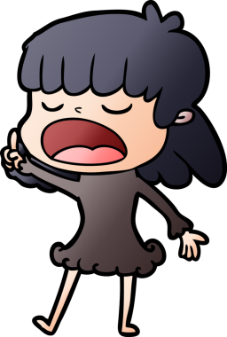 Çizgi filmdeki kadın bir insan tarafından yüksek sesle çizilmiş.