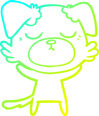 Bir insan tarafından çizilmiş şirin bir çizgi köpeğin soğuk gradyan çizgisi.