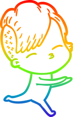 gökkuşağı gradyan çizgisi bir insan tarafından çizilmiş tulumlu bir kız çizimi