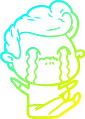 Bir insan tarafından çizilmiş ağlayan bir çizgi film karakteri çizimi.