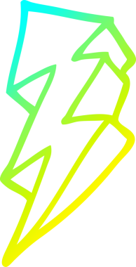 Bir insan tarafından çizilmiş bir çizgi film yıldırımının soğuk gradyan çizimi