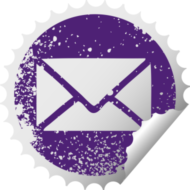 Bir insan tarafından çizilen kağıt zarfın çizilmiş dairesel kabuk soyma etiketi.