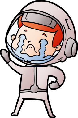 Bir insan tarafından çizilmiş ağlayan astronot çizgi filmi.