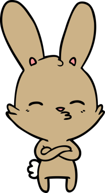 Bir insan tarafından çizilmiş meraklı tavşan çizgi filmi.