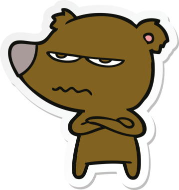 Bir insan tarafından çizilmiş kızgın bir ayı çizgi filminin çıkartması.