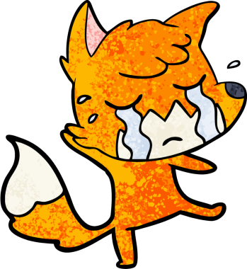 Bir insan tarafından çizilmiş ağlayan tilki çizgi filmi.