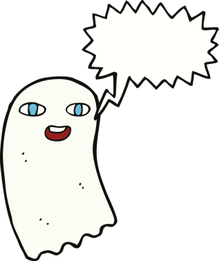 Bir insan tarafından çizilmiş komik bir çizgi film hayaleti.