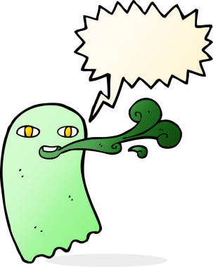 Bir insan tarafından çizilmiş komik bir çizgi film hayaleti.