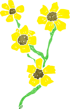 Bir insan tarafından çizilmiş karikatür çiçekleri