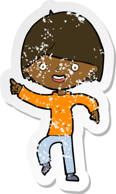 Bir insan tarafından çizilmiş karikatür adamın gerilmiş çıkartması.