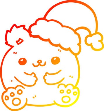 Bir insan tarafından çizilmiş şirin bir çizgi film Noel ayısının sıcak çizgi çizimi