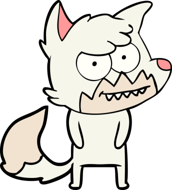 Bir insan tarafından çizilmiş sırıtan tilki çizgi filmi.