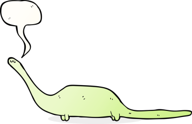 bir insan tarafından çizilmiş konuşma baloncuklu bir dinozor.