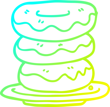 Bir insan tarafından çizilmiş bir tabak donutun soğuk gradyan çizimi