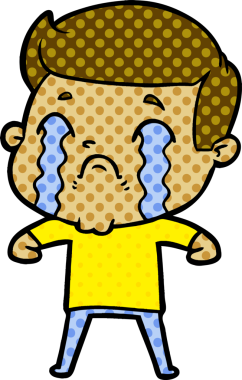 Bir insan tarafından çizilmiş ağlayan çizgi film adamı.