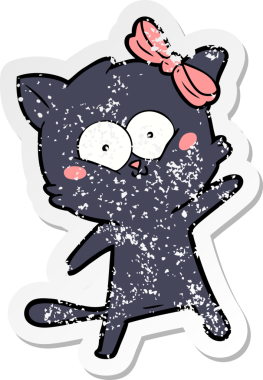 Bir insan tarafından çizilmiş karikatür bir kedinin sıkıntılı çıkartması.