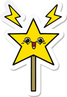 Bir insan tarafından çizilmiş şirin bir çizgi film sihirli değneğinin çıkartması.