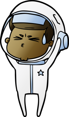 Çizgi film bir insan tarafından çizilmiş astronot.