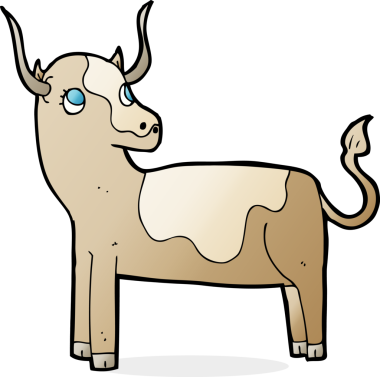 bir insan tarafından çizilmiş çizgi film ineği