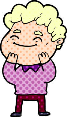 Bir insan tarafından çizilmiş çizgi film dostu bir adam.