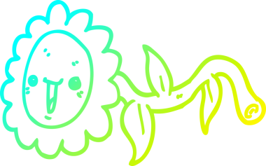 Bir insanın çizdiği karikatür çiçeğinin soğuk gradyan çizgisi.