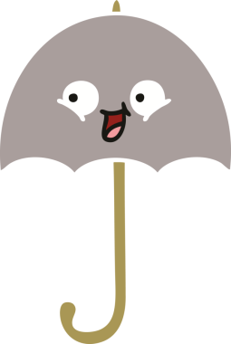 Bir insan tarafından çizilmiş düz renkli bir şemsiye.