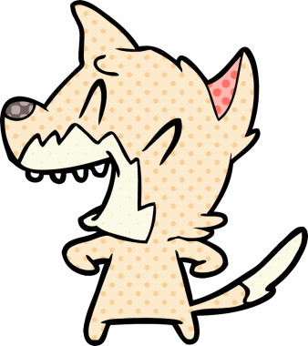 Bir insan tarafından çizilmiş gülen tilki çizgi filmi.