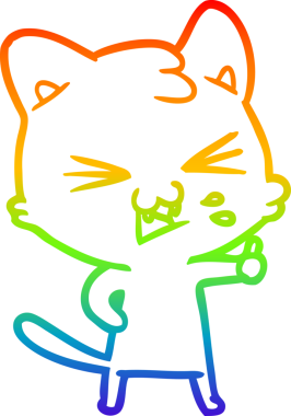 Gökkuşağı gradyan çizgi çizimi Bir insan tarafından çizilmiş bir çizgi kedi tıslama