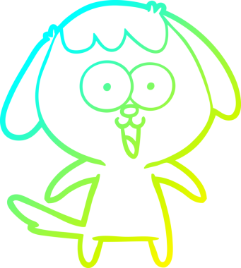 Bir insan tarafından çizilmiş şirin bir çizgi köpeğin soğuk gradyan çizgisi.