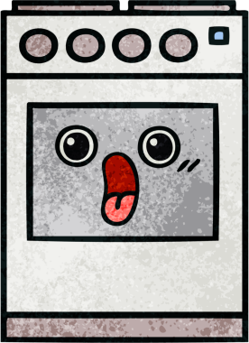 Bir insan tarafından çizilmiş mutfak fırınının retro grunge deseni.