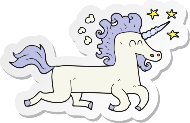 Bir insan tarafından çizilmiş tek boynuzlu atın çıkartması.