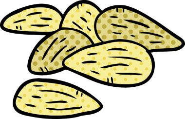 Bir insan tarafından çizilmiş karikatür bademleri.