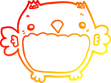 Bir insan tarafından çizilmiş bir baykuşun sıcak çizgi çizimi