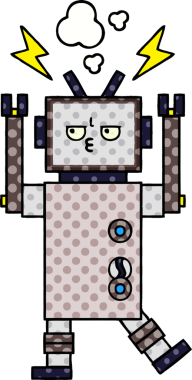 bir insan tarafından çizilmiş bir robotun çizgi roman tarzı