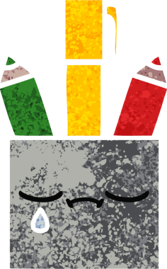 Bir insan tarafından çizilmiş kalem kabının retro illüstrasyon tarzı karikatürü