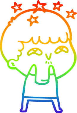 gökkuşağının gradyan çizimi bir çizgi film karakteri tarafından çizilmiş.