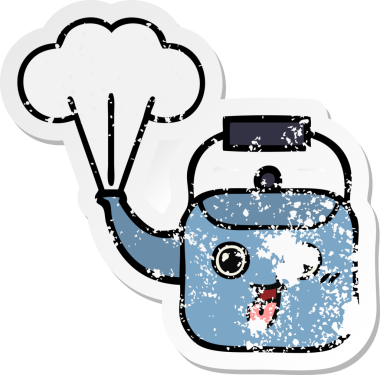 Bir insan tarafından çizilmiş dumanı tüten tatlı bir karikatür çıkartması.