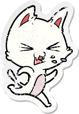 Bir insan tarafından çizilmiş bir çizgi film kedisinin sıkıntılı çıkartması.