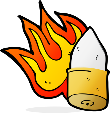 Bir insan tarafından çizilmiş çizgi film mermisi.