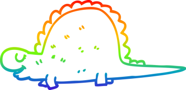 Bir insan tarafından çizilmiş tarih öncesi bir dinozorun gökkuşağı gradyan çizimi