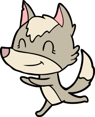 Bir insan tarafından çizilmiş dost canlısı çizgi film kurdu.