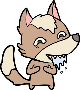 Bir insan tarafından çizilmiş aç kurt çizgi filmi.